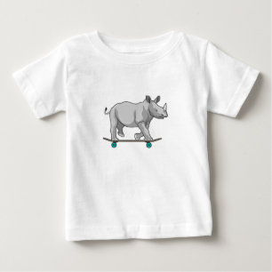 Rhino as Skater with Skateboard Baby T-Shirt