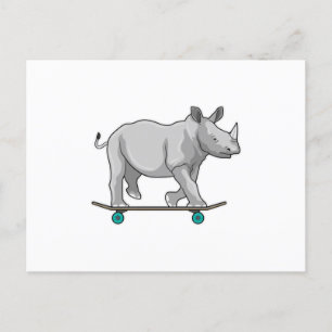 Rhino as Skater with Skateboard Postcard