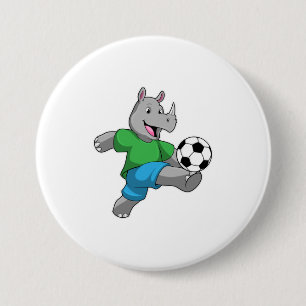 Rhino as Soccer player with Soccer 3 Inch Round Button