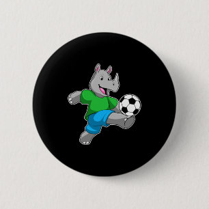 Rhino As Soccer Player With Soccer T Shirt 2 Inch Round Button