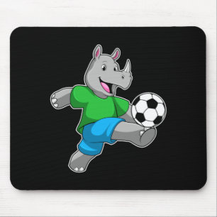 Rhino As Soccer Player With Soccer T Shirt Mouse Pad