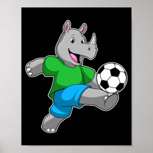 Rhino As Soccer Player With Soccer T Shirt Poster