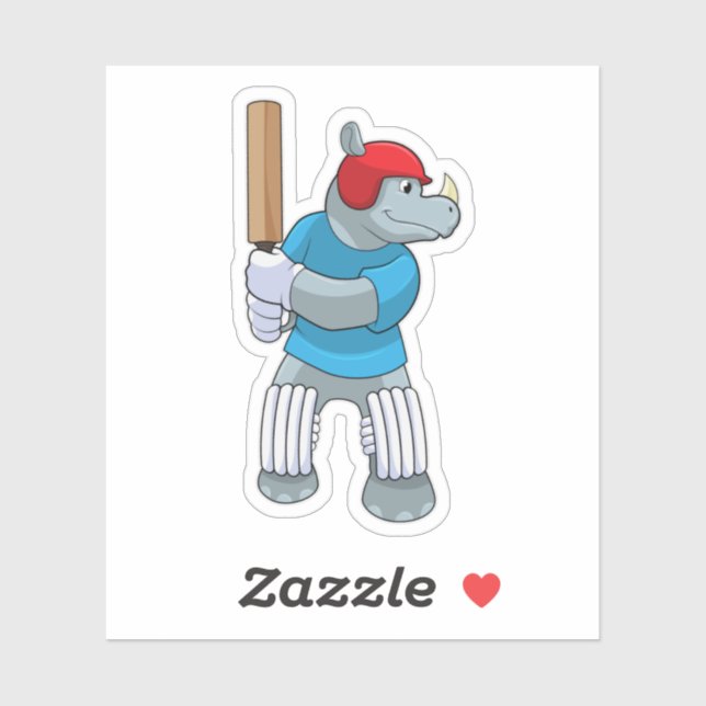 Rhino at Cricket with Cricket bat (Sheet)