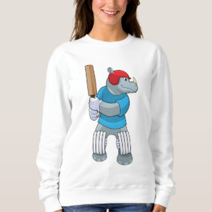 Rhino at Cricket with Cricket bat Sweatshirt
