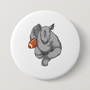 Rhino at Football Sports 3 Inch Round Button