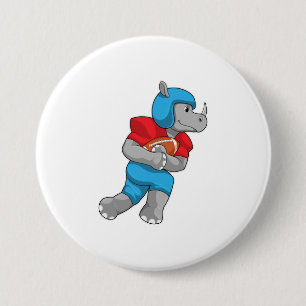 Rhino at Football Sports 3 Inch Round Button
