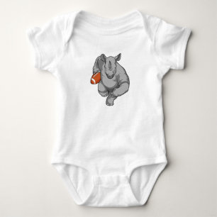 Rhino at Football Sports Baby Bodysuit