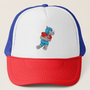 Rhino at Football Sports Trucker Hat