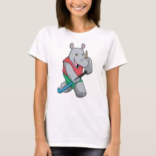 Rhino at Hockey with Hockey bat T-Shirt