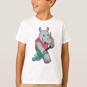 Rhino at Hockey with Hockey bat T-Shirt