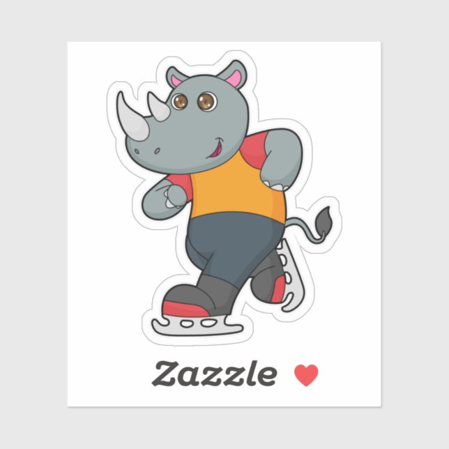Rhino at Ice skating with Ice skates (Sheet)