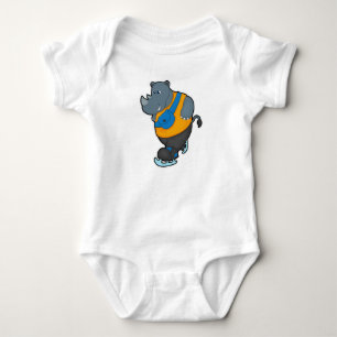 Rhino at Ice skating with Sling bag Baby Bodysuit