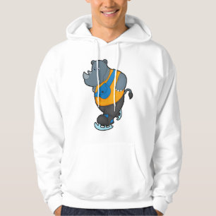 Rhino at Ice skating with Sling bag Hoodie