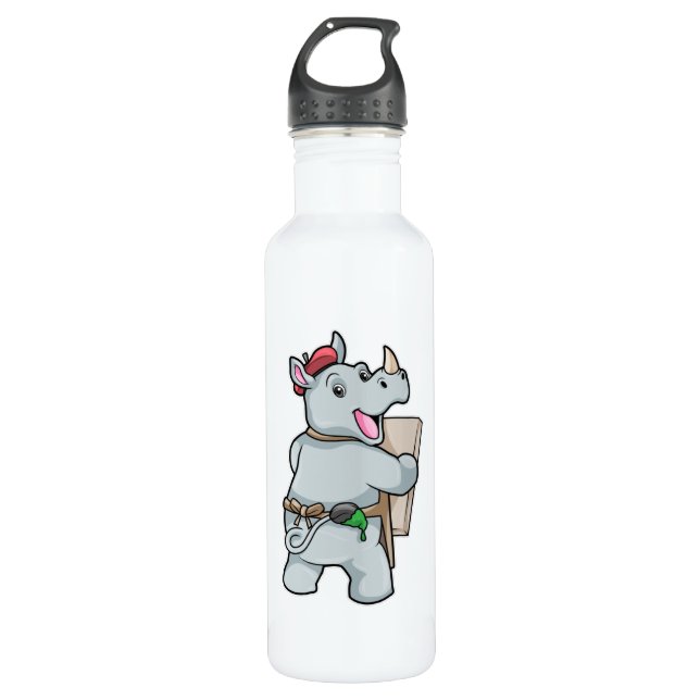 Rhino at Painting with Colours 710 Ml Water Bottle (Front)