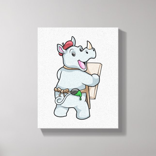 Rhino at Painting with Colours Canvas Print (Front)