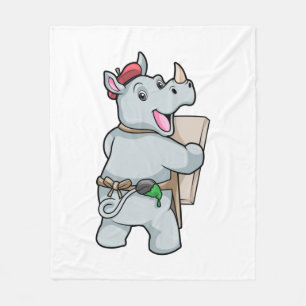 Rhino at Painting with Colours Fleece Blanket