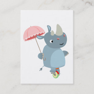 Rhino avec parapluie sur Carte de visite Unicycle