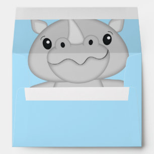 Rhino Baby Shower Blue Envelope