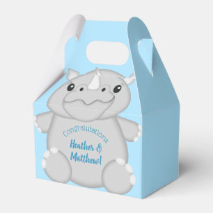 Rhino Baby Shower Blue Favor Box