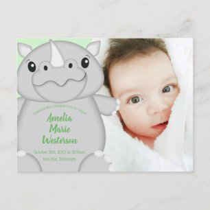 Rhino Baby Shower Green Postcard