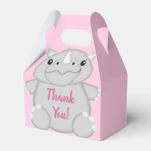 Rhino Baby Shower Pink Favor Box