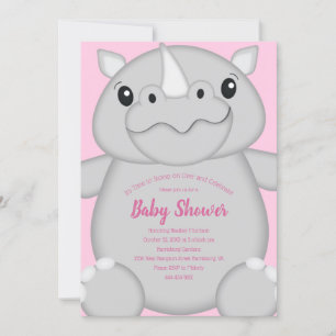 Rhino Baby Shower Pink Invitation