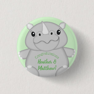 Rhino Baby Shower Safari 1 Inch Round Button