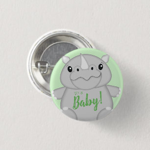 Rhino Baby Shower Safari 1 Inch Round Button