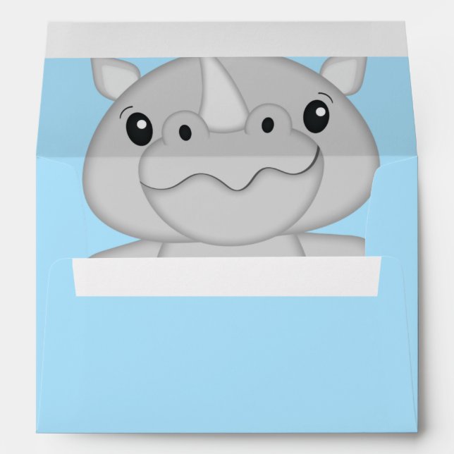 Rhino Baby Shower Safari Blue Envelope (Back (Bottom))