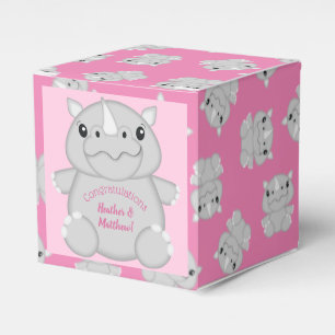 Rhino Baby Shower Safari Pink Girl Favor Box
