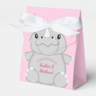Rhino Baby Shower Safari Pink Girl Favor Box