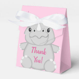 Rhino Baby Shower Safari Pink Girl Favor Box