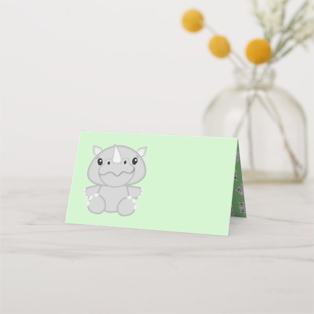 Rhino Baby Shower Safari Place Card (Front)