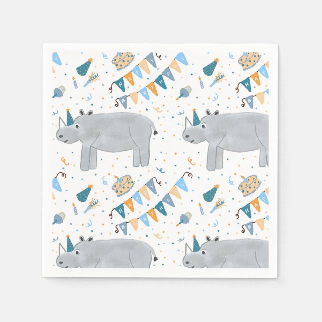 Rhino Birthday Cocktail Napkins (Front)
