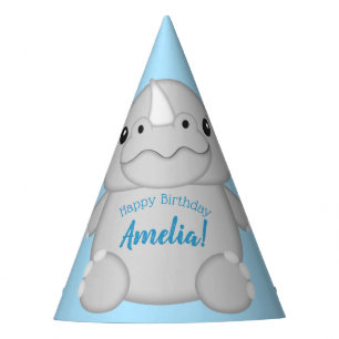 Rhino Birthday Party Blue Party Hat