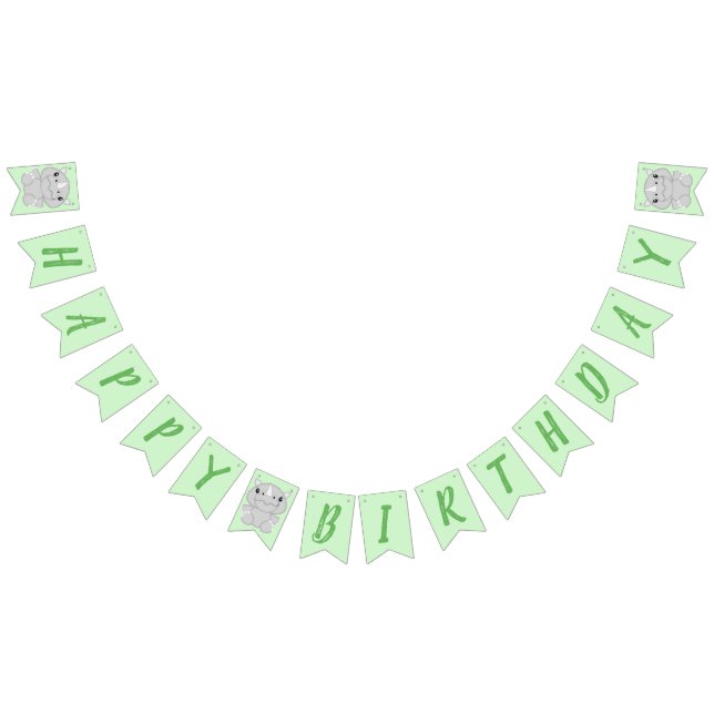 Rhino Birthday Party Green Bunting Flags (All)