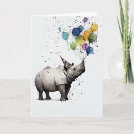 Rhino Birthday Party Greeting Card