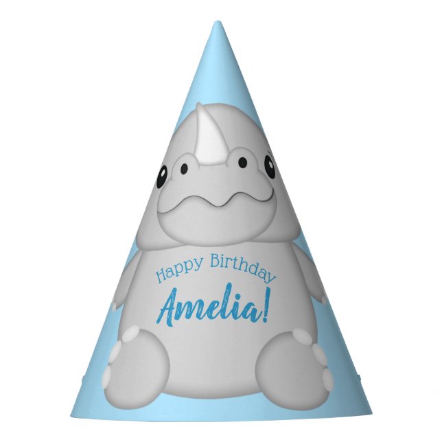 Rhino Birthday Party Party Hat (Front)