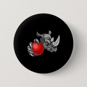 Rhino Cartoon Sports Rhinos Team Mascot Holding Cr 2 Inch Round Button