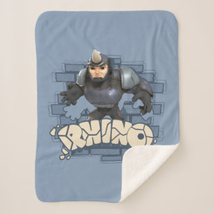 Rhino Character Badge Sherpa Blanket