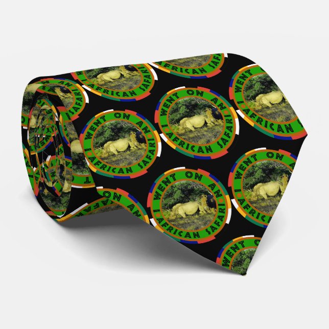 Rhino Couple Africa Circle Neck Tie (Rolled)