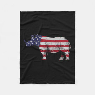 Rhino Design For Men Women Rhinoceros 4th Of July Fleece Blanket