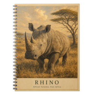 Rhino East African Savanna VINTAGE Notebook