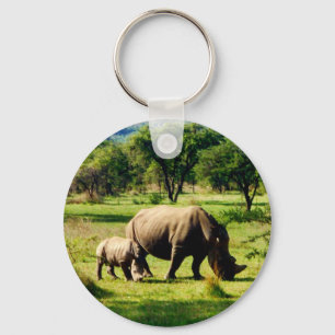 rhino family keychain