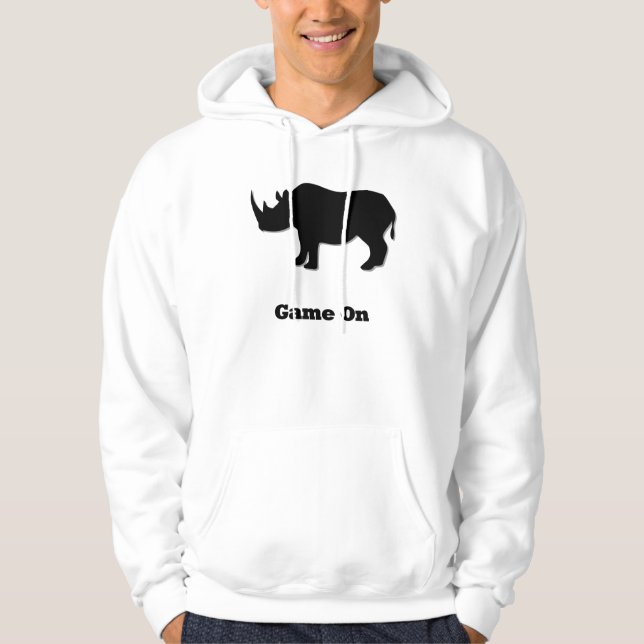 Rhino Game On black Hoodie (Front)