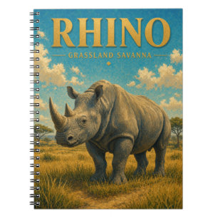 Rhino Grassland Savanna Watercolor GeoSaga Notebook