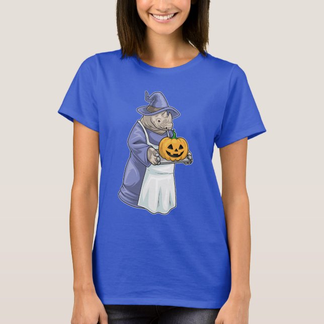 Rhino Halloween Witch Baker T-Shirt (Front)