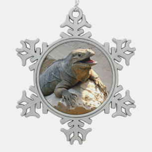 Rhino Iguana Snowflake Pewter Christmas Ornament