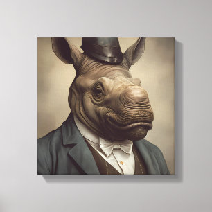 Rhino In a Suit Animal Art Animal in a Suit Canvas Print