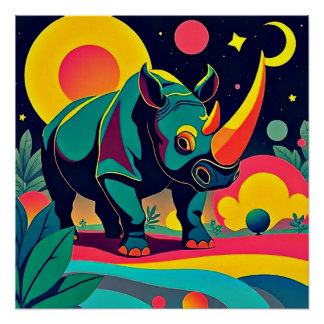 Rhino in foliage poster